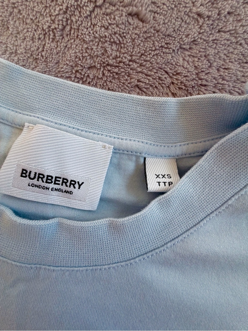 Burberry Light Blue T-Shirt with White TB Logo Size S - Picture 2 of 3